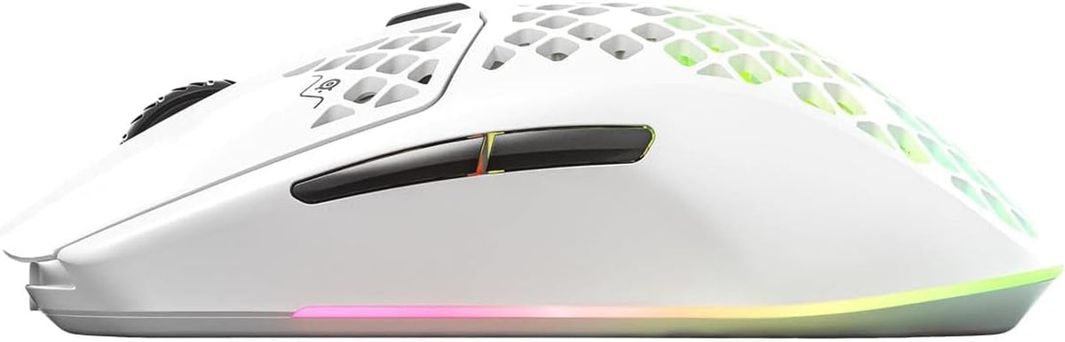 Steelseries Aerox 3 Wireless - Holey RGB Gaming Mouse - Ultra-Lightweight Water Resistant Design - 18K DPI Truemove Air Optical Sensor -Snow