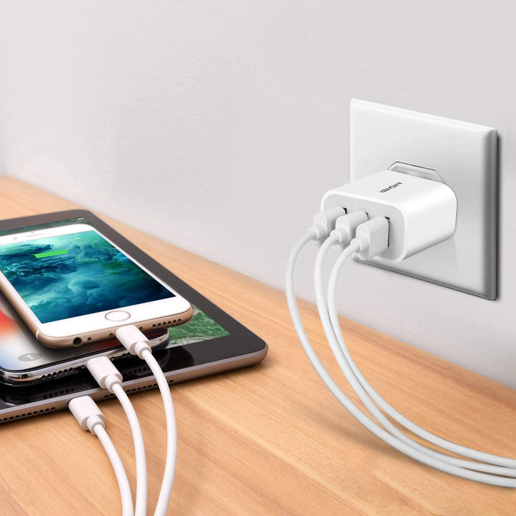USB Wall Charger,  2Pack 15W 3-Port USB Charger Block Iphone Cube Charging Blocks for Iphone 14/13/12/11/X/XR/X/8/7/6, Galaxy, Android Phones and More | Fits Iphone 16/15/14/13/12/11/X/8, Galaxy, Android&Ipad Smart IC Fast Charge, 3 USB Ports for Home, Office & Travel
