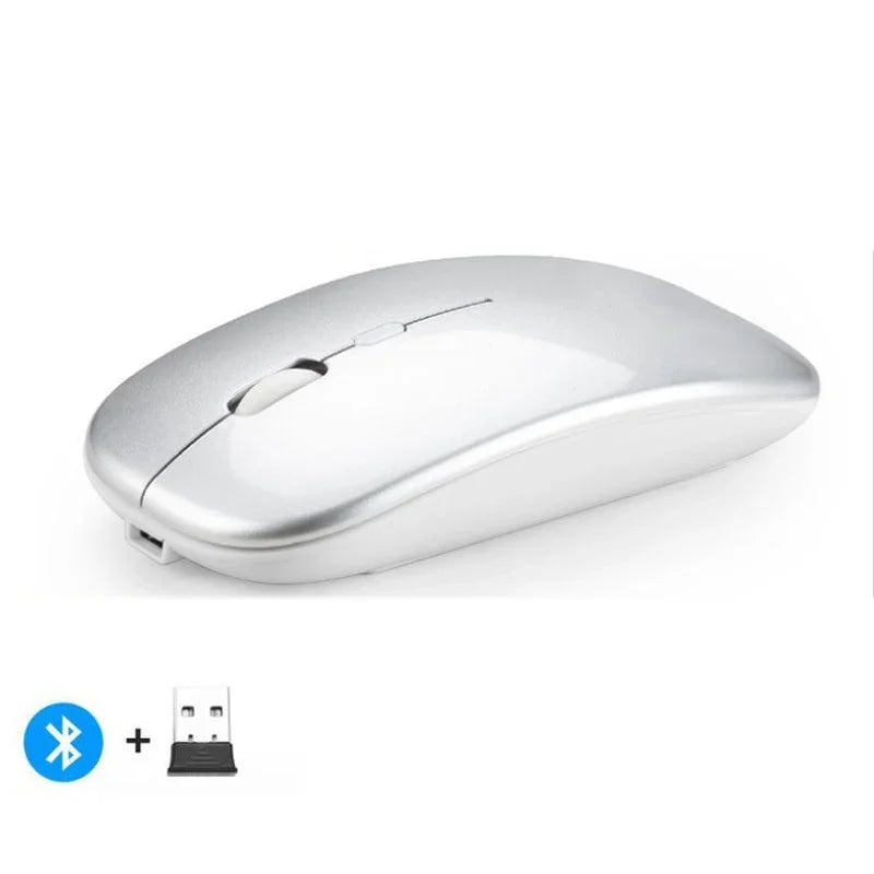 Rechargeable Wireless Mouse Bluetooth-Compatible 2.4Ghz Dual Modes Computer Mice with Nano Receiver for PC Laptop Macbook