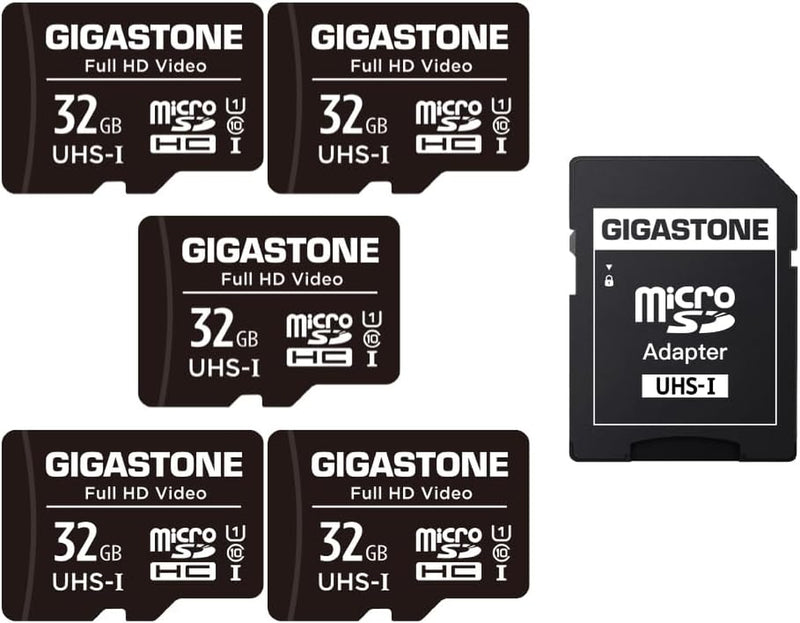 32GB Micro SD Card 5-Pack, Full HD Video, Surveillance Security Cam Action Camera Drone, 90Mb/S Micro SDHC UHS-I U1 C10 Class 10
