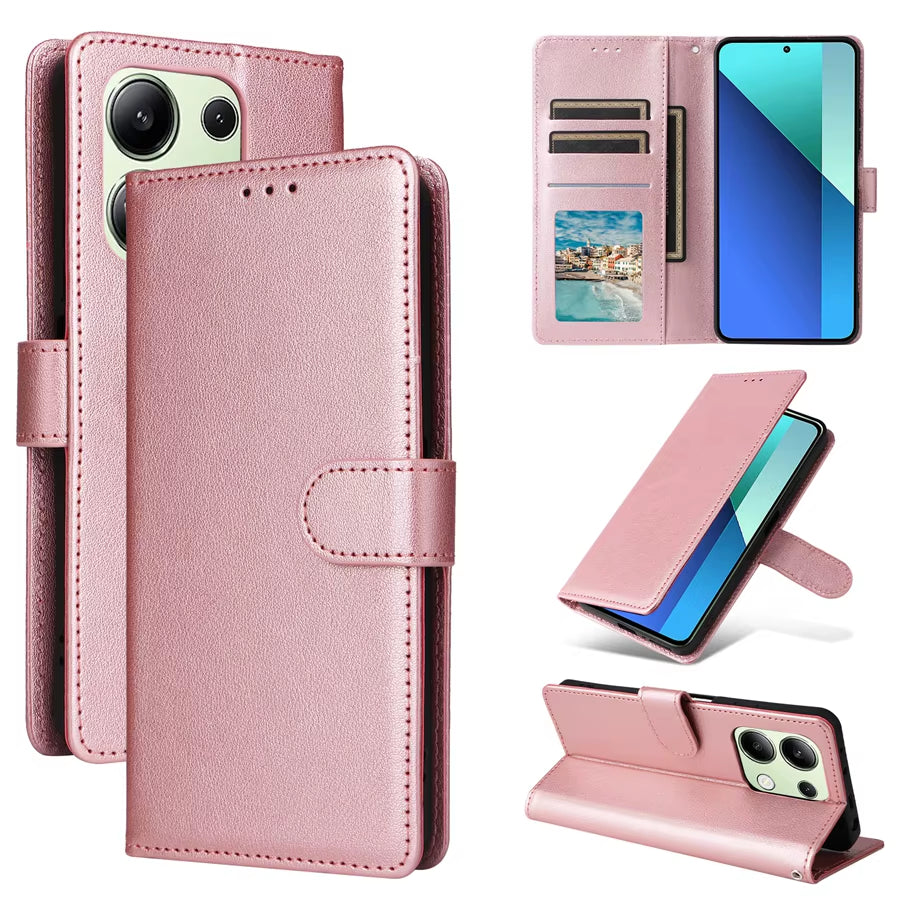 Wallet with Card Slot Kickstand Magnetic Flip Leather Case for Xiaomi Redmi Note 13 Pro plus 12 12S 11 11S 10 10S 9 Pro 8T 7