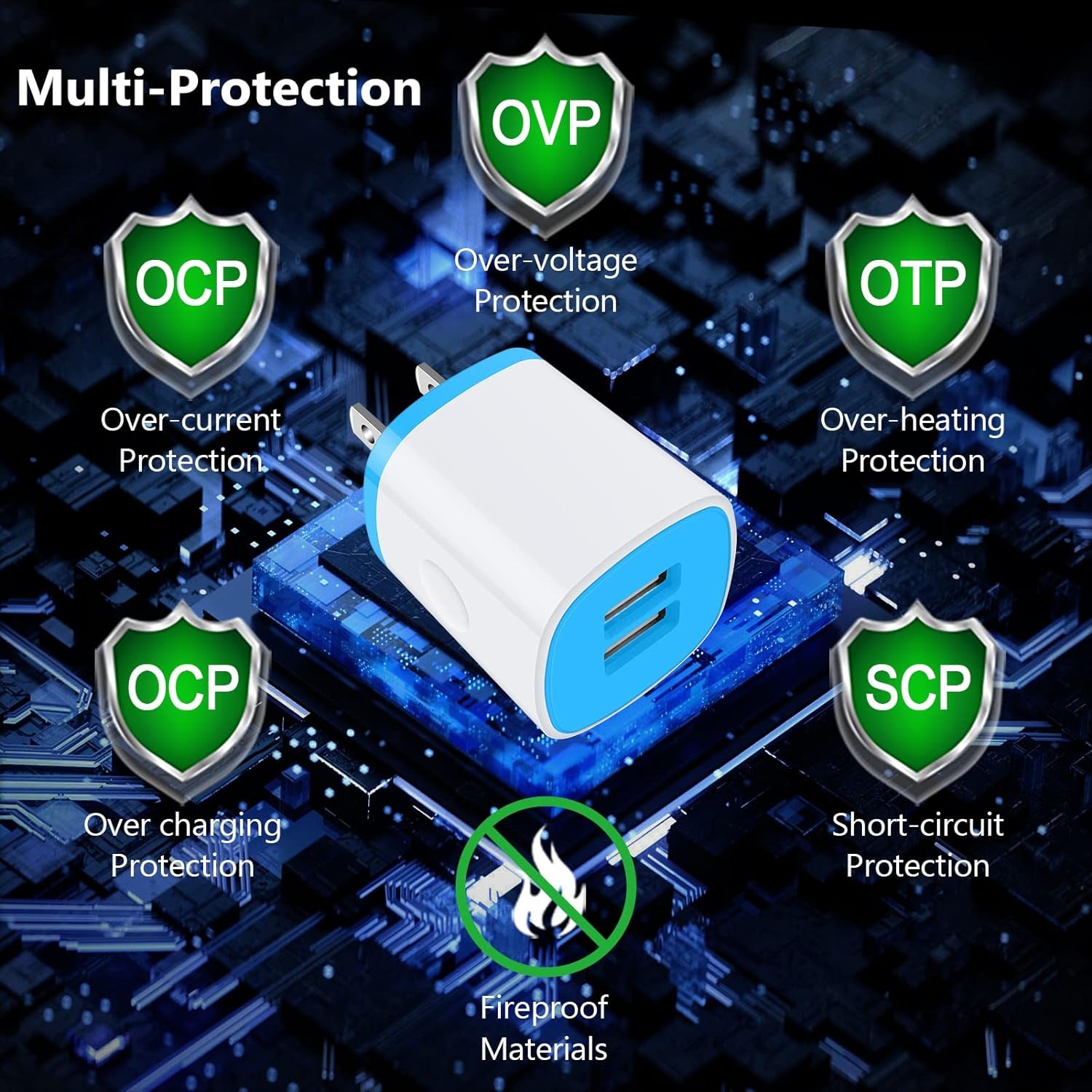 USB Charger Wall Plug, Iphone Charging Box, 5Pack Home Travel 2.1Amp | Dual Port Fast Wall Charger Quick Charging Block Cube Brick for Iphone 17 16E 16 15 14 13 12 Pro Max XR X 8,Samsung,Android