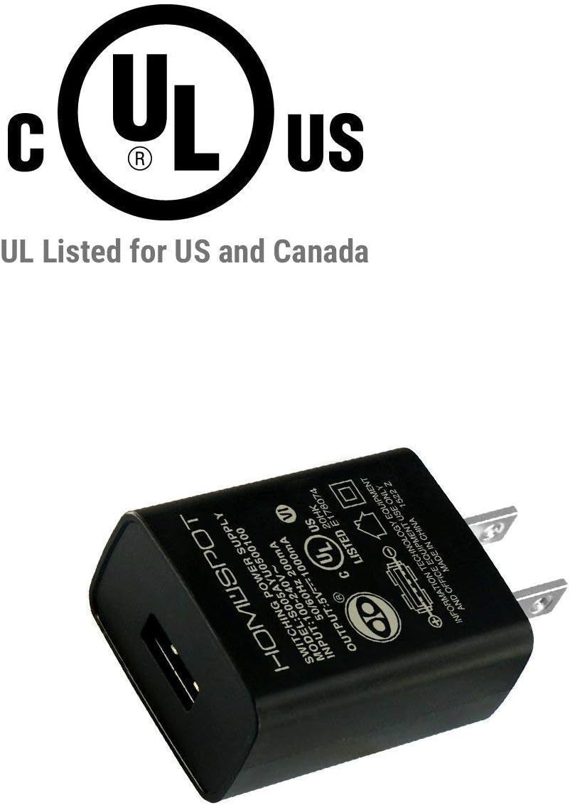 UL Listed 5V 1A USB Wall Charger, Single-Port USB-A Power Adapter | 100-240V Input | Overcharge, Overcurrent & Overheat Protection | for Phones, Cameras, E-Readers, Headphones & More