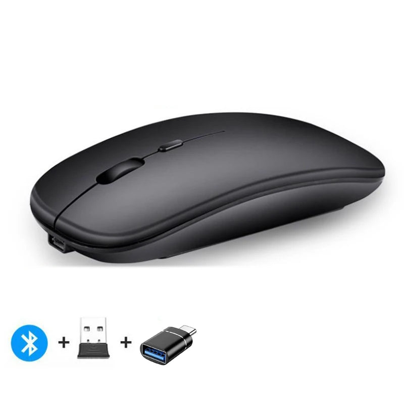 Rechargeable Wireless Mouse Bluetooth-Compatible 2.4Ghz Dual Modes Computer Mice with Nano Receiver for PC Laptop Macbook