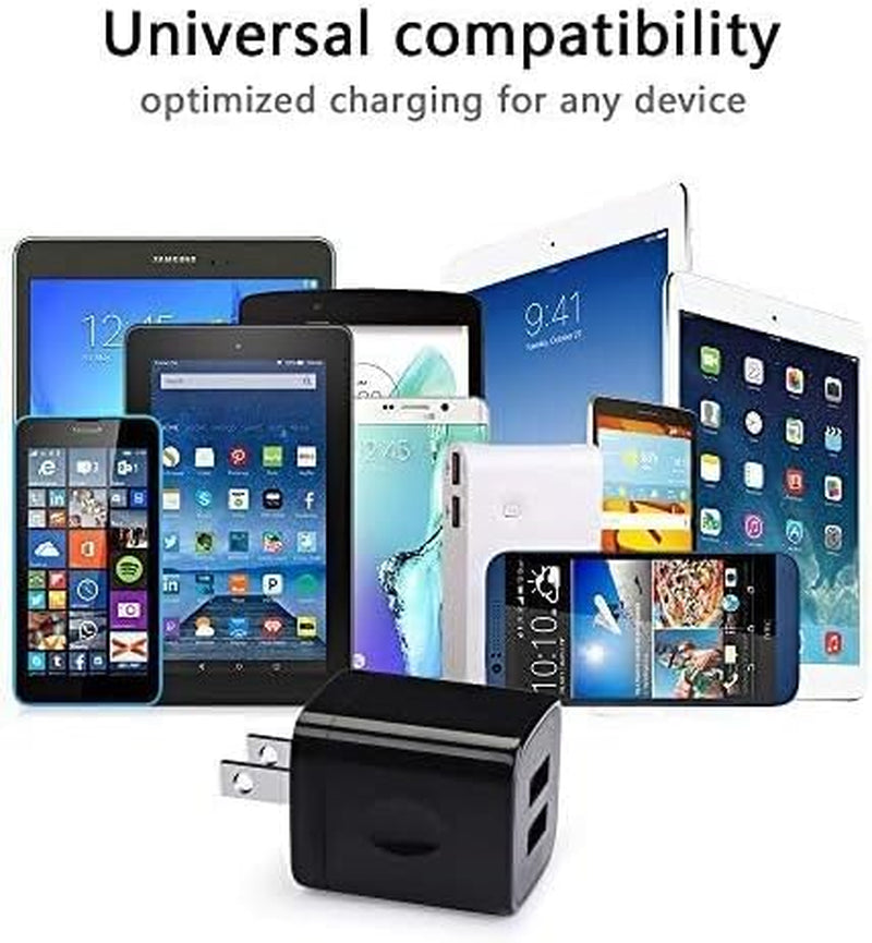 Wall Charger,Charger Cube,Charging Block Fast Charge 3Pack Dual Port 2.1A Power Brick Phone Charging Plug Box Head for Iphone 17/16/15 Pro/14/13/12/11/Xr/8/7/6 Plus,Samsung Galaxy S24 S23 S22 S21 S10