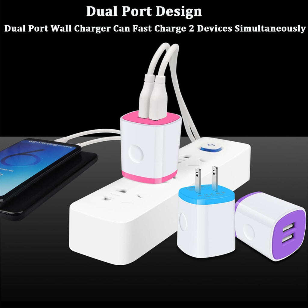 USB Charger Wall Plug, Iphone Charging Box, 5Pack Home Travel 2.1Amp | Dual Port Fast Wall Charger Quick Charging Block Cube Brick for Iphone 17 16E 16 15 14 13 12 Pro Max XR X 8,Samsung,Android