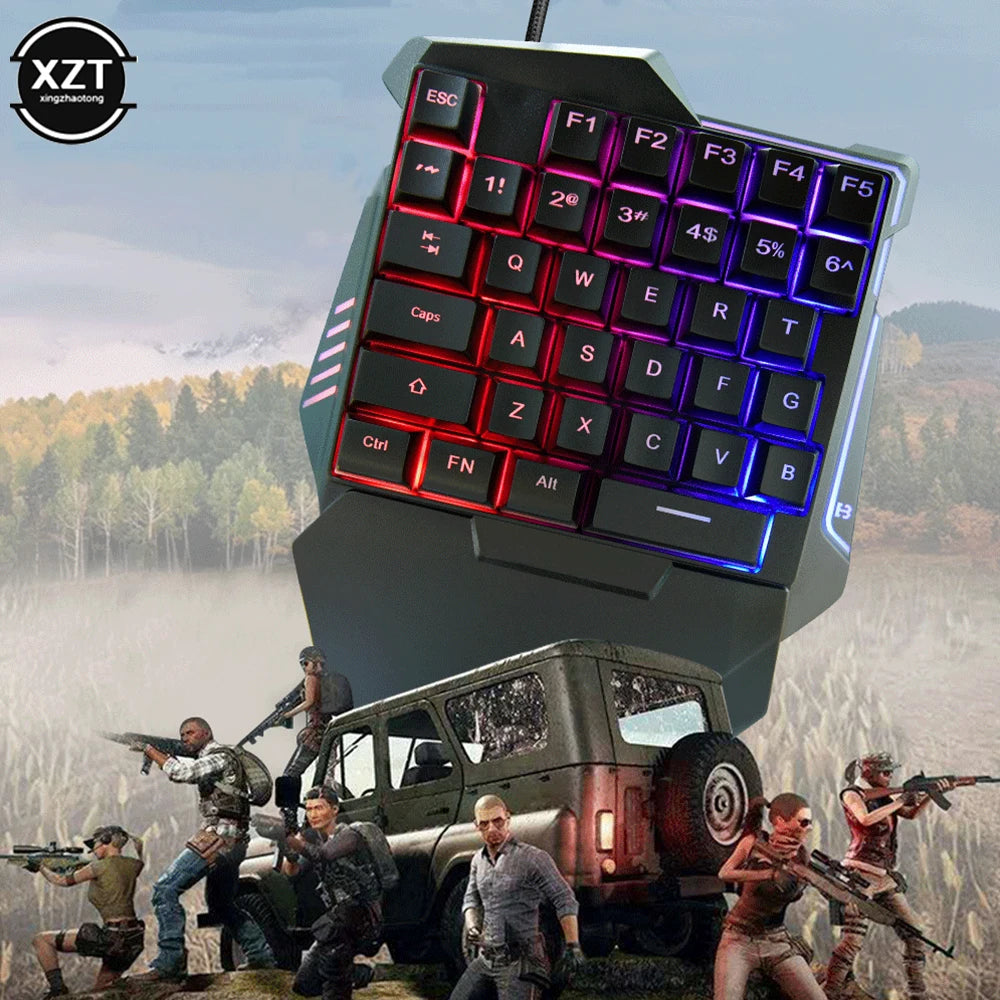 USB One-Handed Keyboard Gaming Mechanical Feel Keyboard Portable 35 Keys Mini Wired Keyboard Ergonomic Gaming Keyboard
