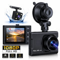 Dash Cam Front & Rear 1080P Full HD Night Vision, Parking Mode, G-Sensor, Loop Recording, WDR, 3-Inch LCD